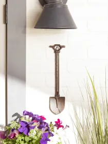 Cast Iron Garden Shovel with Built-In Thermometer - Durable Outdoor Tool