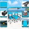 Light Blue 2-Piece Folding Canopy Chair Set with Cup Holder and Storage Pocket