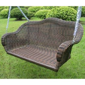 Brown Resin Wicker Porch Swing
