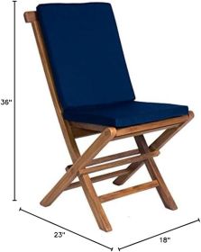 Folding Chair Set with Blue Cushions