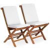 Folding Chair Set with White Cushions