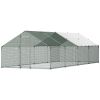 Metal Chicken Coop, 9.8x26.2x6.5 ft Large Walk-in Chicken Runs with Cover, Spire Roof Hen House Enclosure with Security Lock