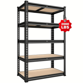 2000 LBS Heavy-Duty 5-Tier Metal Garage Storage Shelving Unit, 60" H x 28" W x 13" D, Adjustable Utility Shelves for Garage, Kitchen, Warehouse