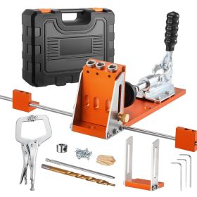 Pocket Hole Jig Kit, 1/2 to 1-1/2 in Adjustable, Jig Pocket Hole System with Toolcase, C-Clamp, Step Drill, Hex Wrench, Drill Stop Ring