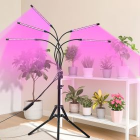 Full Spectrum Indoor Plant Grow Light with Adjustable Stand – 80 LEDs Floor Plant Lamp, 5 Dimming Levels (20%-100%), 3/9/12H Auto On/Off Timer