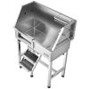 34" Dog Washing Station, Stainless Steel Pet Grooming Tub Bathtub, Professional Dog Wash Sink with Shower, Faucet, Soap Holder