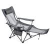 Reclining Camping Chair, 4 Adjustable Positions, Portable Folding Lounger for Adults, Mesh Beach Chair with Headrest & Foot Rest, Supports 220 lbs
