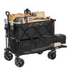 Foldable Double Decker Wagon, 400L Collapsible Wagon Cart with All-Terrain Wheels