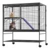 39" Rolling Metal Ferret Cage, Large 2-Tier Cage, Small Animal Cage with Ramps & Tray, Easy to Set up for Pet Rats, Hamster, Guinea Pig, Chinchilla
