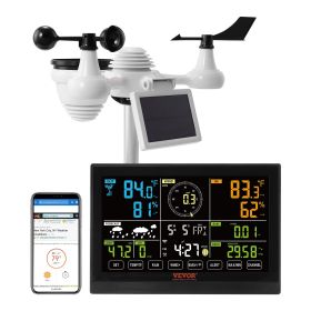 7-in-1 Wi-Fi Weather Station, 7.5 in Color Display, Home Weather Station Indoor Outdoor, with Solar Wireless Outdoor Sensor Alarm Alerts