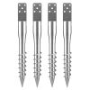No Dig Ground Anchor, 4 Pack 3.94 x 2.76 x 27.56 in DIY Screw in Post Stake, Includes 6 Lag Bolts & a Rebar, U-Shape Heavy Duty Steel Post Holder