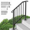 Handrails for Outdoor Steps, 2-3 Step Stair Hand Rail Kit, Transitional Carbon Steel Railings with Installation Kit, Stair Rails for Seniors