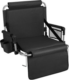 Alpcour Stadium Seat - Foldable, Padded Bleacher Chair with Backrest, Armrest, Pockets, & Cup Holder