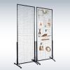 Professional Gridwall Display 2-Pack 24"x67" Double-Sided Retail Grid Wall Panels with Sturdy T-Base & 20 Display Hooks/Clips for Boutique