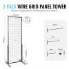 Professional Gridwall Display 2-Pack 24"x67" Double-Sided Retail Grid Wall Panels with Sturdy T-Base & 20 Display Hooks/Clips for Boutique