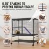 39" Rolling Metal Ferret Cage, Large 2-Tier Cage, Small Animal Cage with Ramps & Tray, Easy to Set up for Pet Rats, Hamster, Guinea Pig, Chinchilla