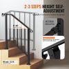 Handrails for Outdoor Steps, 2-3 Step Stair Hand Rail Kit, Transitional Carbon Steel Railings with Installation Kit, Stair Rails for Seniors