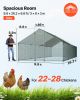 Metal Chicken Coop, 9.8x26.2x6.5 ft Large Walk-in Chicken Runs with Cover, Spire Roof Hen House Enclosure with Security Lock