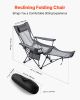 Reclining Camping Chair, 4 Adjustable Positions, Portable Folding Lounger for Adults, Mesh Beach Chair with Headrest & Foot Rest, Supports 220 lbs
