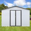 10x12 Ft Metal garden sheds outdoor storage sheds white+Grey