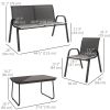 4 Pieces Outdoor Furniture Set with 2 Stackable Chairs, Loveseat, Patio Conversation Set with Glass Coffee Table, Black