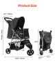 Pet Stroller, 35 lbs Weight Capacity, Foldable Dog Stroller Cart, 3 Wheels Cats Stroller with Mesh Windows and Cup Holders