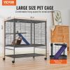39" Rolling Metal Ferret Cage, Large 2-Tier Cage, Small Animal Cage with Ramps & Tray, Easy to Set up for Pet Rats, Hamster, Guinea Pig, Chinchilla