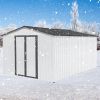 10x12 Ft Metal garden sheds outdoor storage sheds white+Grey