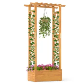 60" Tall Elevated Wooden Garden Bed, 44 LBS Roof Capacity Planter Box With 2 Side Trellises For Patio Backyard (Kids Pool: defaulttitle)