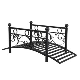 Metal Garden Bridge For Outdoor, Elegant Decorative Bridge With Powder-Coated Finish And Security Guardrail For Patio Pond Backyard Landscaping M (Kids Pool: Black)