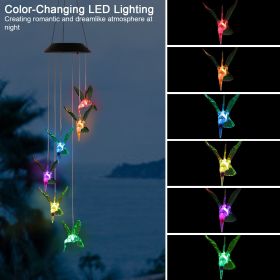 LED Solar Hummingbird Wind Chime Solar String Lights 6 LEDs Color-Changing IP65 Waterproof Decorative Lamp Lighting For Home Garden Fence Party (Kids Pool: 1Pc)