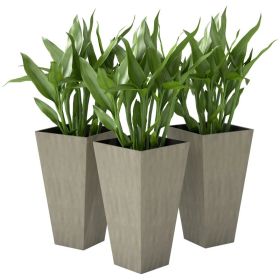 Tall Planters For Outdoor Plants Set Of 3, 28 In Taper Planters With Drainage Holes, Indoor Plant Pots, Front Porch Decor, Grey (Kids Pool: Grey)