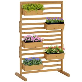 Wooden Plant Trellis Stand with 5 Hanging Planter Boxes, Freestanding Outdoor Plant Stand for Patio, Garden, Balcony, Porch (Kids Pool: Natural Wood-1010x200x620 mm)
