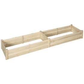96" x 24" x 10" Wooden Raised Garden Bed with 2 Planter Boxes and Non-woven Fabric Liner for Patio, Natural (Kids Pool: Natural wood finish-1200x270x150 mm)