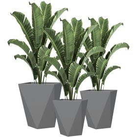 Indoor Outdoor Planters Set of 3 MgO Tall Planters Stackable Flower Pots with Drainage Holes for Garden, Balcony, Gray (Kids Pool: Gray-590x500x525 mm)