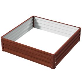 Galvanized Raised Garden Bed, 4' x 4' x 1' Metal Planter Box, for Growing Vegetables, Flowers, Herbs, Succulents, Natural Wood (Kids Pool: Natural Wood-1260x345x50 mm)
