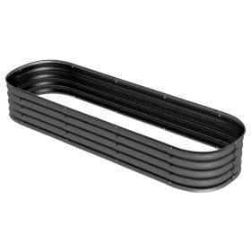 6.4' x 2' x 1' Galvanized Raised Garden Bed Kit, Metal Planter Box with Safety Edging, Dark Gray (Kids Pool: Dark Gray-595x360x170 mm)