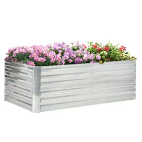Galvanized Raised Garden Bed, Steel Outdoor Planters with Reinforced Rods, 71" x 36" x 23", Silver (Kids Pool: Silver-950x390x70 mm)