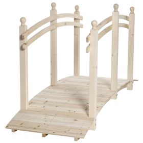 7.5' Wooden Arch Garden Bridge, Safety Rails for Backyard Ponds, Creeks, Streams, Natural (Kids Pool: Natural Wood-1285x335x330 mm)
