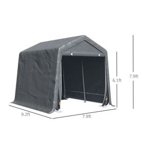 Garden Garage Storage Tent, Metal Frame Bike Shed W Zipper Doors (Kids Pool: Dark Grey)