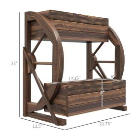 Outsunny Wooden Wagon Planter Box, 2-Tier Raised Garden Bed, For Vegetables Flowers Herbs, (Kids Pool: Carbonized)