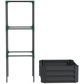 Galvanized Planter Box, 24" x 24" x 55" Raised Garden Bed with Tomato Cage for Climbing Vines, Dark Gray (Kids Pool: Dark Gray-605x350x120 mm)