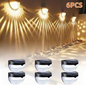 6 Pack Solar Fence Lights Outdoor Waterproof  Solar Powered Deck Step Stair Post Wall Lights Outdoor Lighting For Deck  Black (Kids Pool: Warm Lights-6PCS)