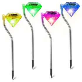 4Pcs Solar Garden Light Outdoor Diamond LED Light IP65 Waterproof (Kids Pool: 4Pcs)