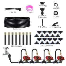360Degree Bendable Drip Irrigation System With 49FTTubing Hose Faucet Connector Automatic Watering Misting Kit For Garden Greenhouse Yard Lawn (Kids Pool: Black)