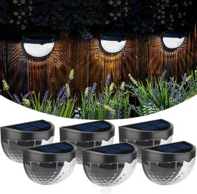 6 Pack Solar Fence Lights Outdoor Waterproof  Solar Powered Deck Step Stair Post Wall Lights Outdoor Lighting For Deck  Black (Kids Pool: White Lights-6PCS)