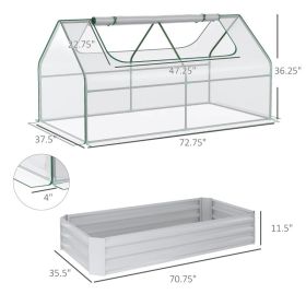 6 X 3 X 1ft Raised Garden Bed With Mini Greenhouse, Galvanized Raised Garden Bed With Cover For Herbs And Vegetables, Small Greenhouse For Patio (Kids Pool: Clear Light Gray)