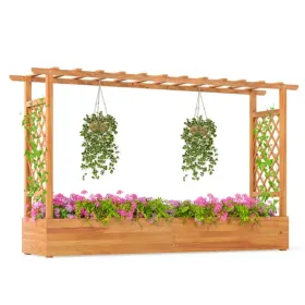 Wooden Raised Garden Bed With Trellis & Flat Roof, Open-Ended Base Planter Box For Climbing Plants/Vegetables/Flowers (Kids Pool: defaulttitle)