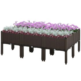 6 Piece Raised Garden Bed with Legs, Planter Box Raised Bed to Grow Flowers, Herbs & Vegetables, Brown (Kids Pool: Brown-460x460x550 mm)