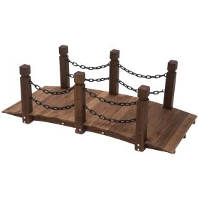 5 ft Wooden Garden Bridge Arc Footbridge with Metal Chain Railings & Solid Fir Construction, Carbonized (Kids Pool: Carbonized-830x200x730 mm)